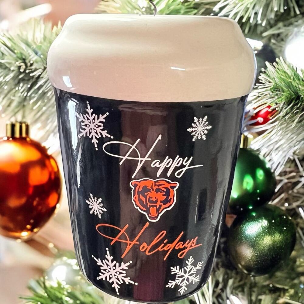 Chicago Bears Hot Chocolate Cup Ornament FOCO Latte Tumbler Mug Tree Decor NEW
